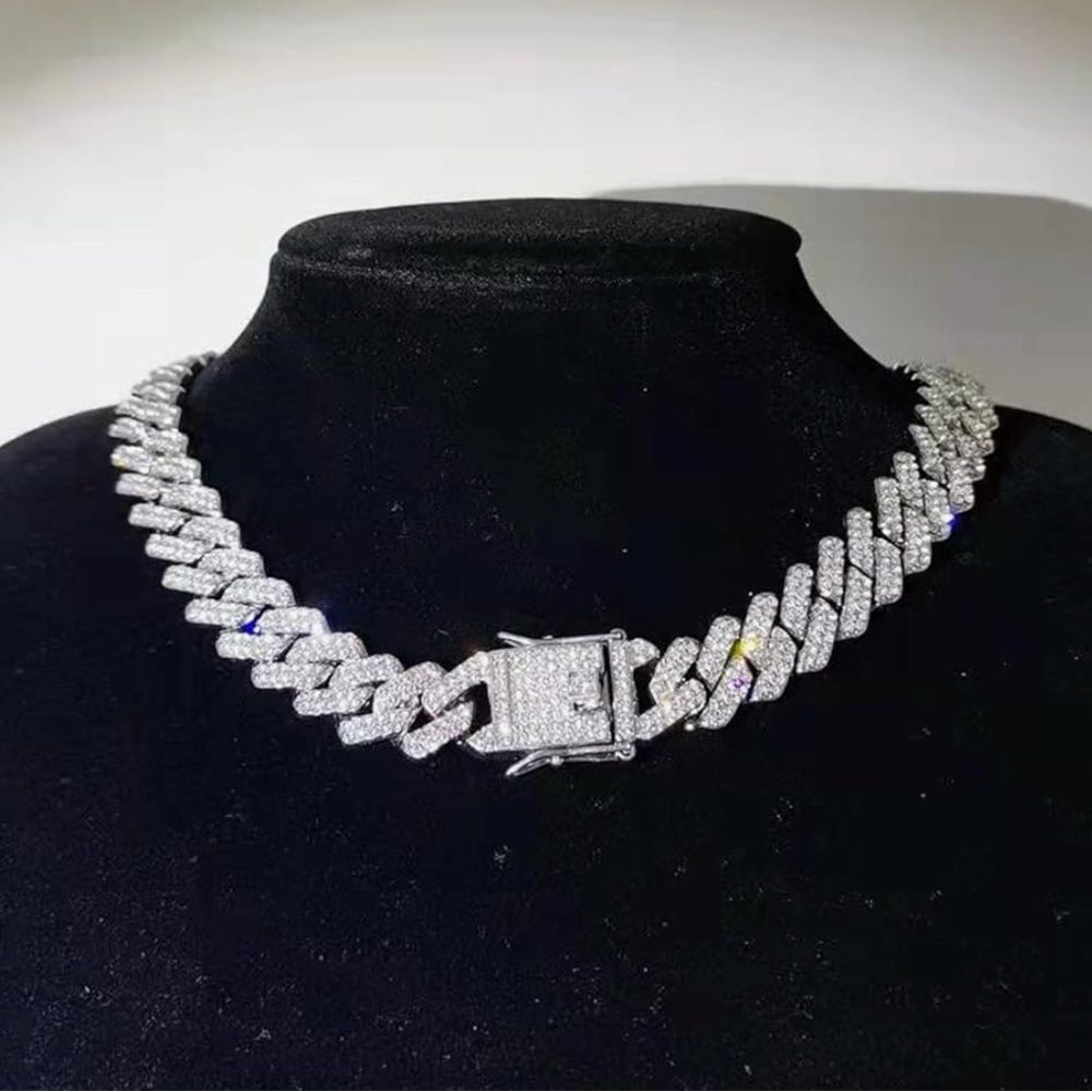 24” Silver Plated Iced Out Cuban Link Chain 14mm Thick Fully Blinged Necklace